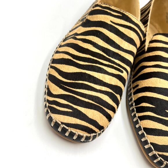 Talbots Womens Size 8 Tiger Stripe Black Tan Leather Loafers Flats Shoes - Picture 5 of 14